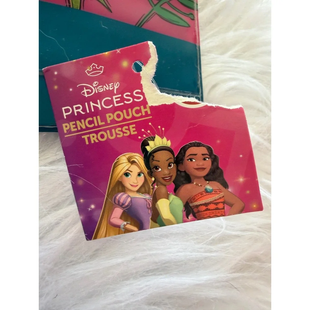 Disney Princess Pencil Pouch 3 Ring Binder Ariel Tiana Flounder Pink Teal NEW